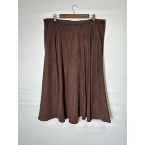 White Stag Moleskin A-line Midi Skirt Plus Size 2X Chocolate Brown